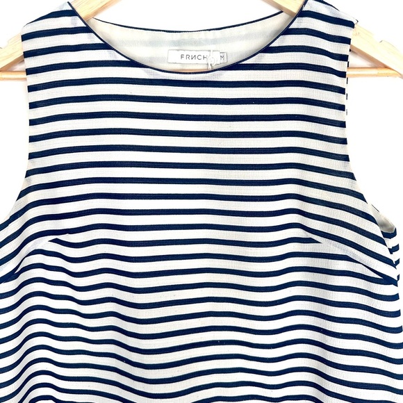 FRNCH sleeveless striped top with faux back buttons size Medium - Picture 2 of 13